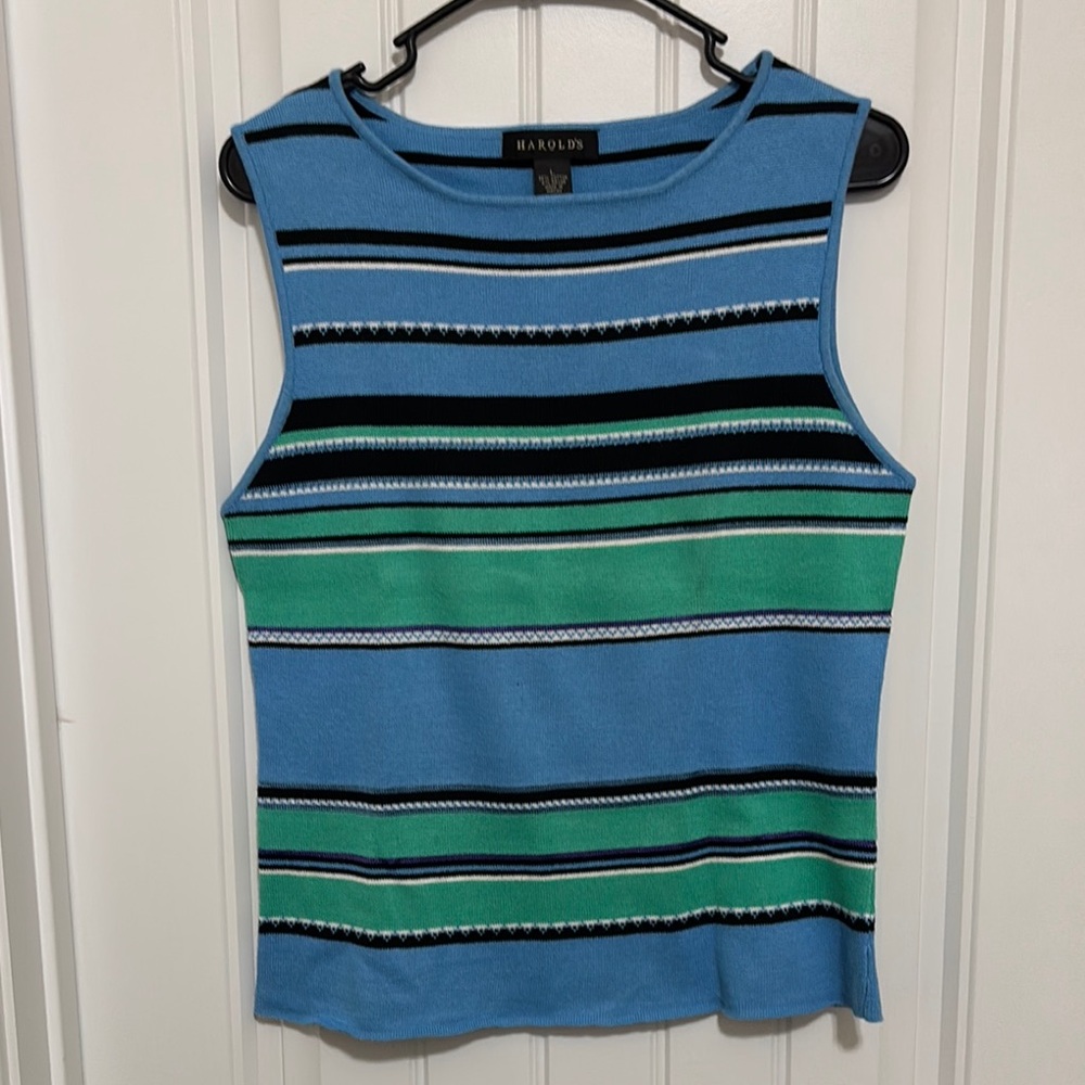 Harold's Blue and Green Striped Women's Top